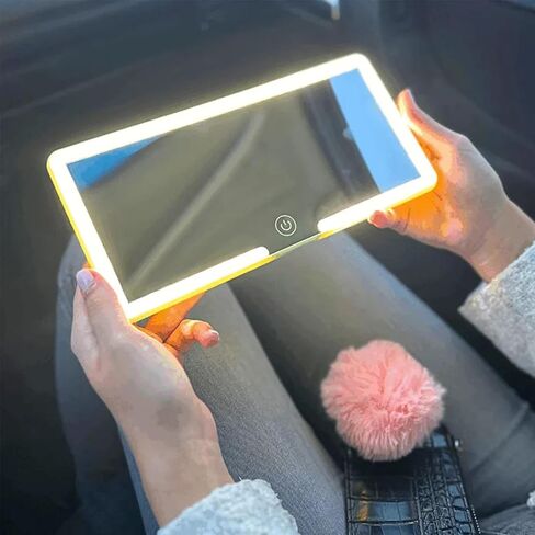 Car Sun Visor Vanity Mirror, Rechargeable LED Car Visor Makeup Mirror, Dimmable Touch Screen Travel Makeup Mirror, 3 Light Modes & 60 LEDs, Car Interior Accessories for Women in Kuwait