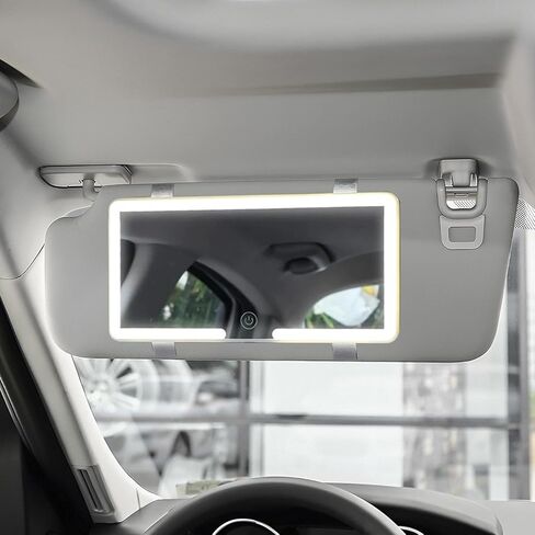Car Sun Visor Vanity Mirror, Rechargeable LED Car Visor Makeup Mirror, Dimmable Touch Screen Travel Makeup Mirror, 3 Light Modes & 60 LEDs, Car Interior Accessories for Women in Kuwait