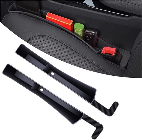 2PCS Car Seat Gap Filler, Anti-Drop Vehicle Console Crevice Blocker with 2 Storage Areas, Seat Side Seam Organizer Plug from Droping, Universal Automotive Interior Accessories (Black) in Kuwait