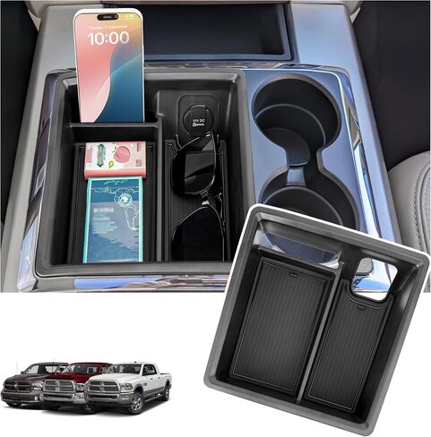 Center Console Organizer Compatible with 2013-2015 Dodge Ram 1500, 2010-2015 Ram 2500, 2011-2015 Ram 3500 Accessories, Console Insert Storage Box Tray for Phone (Only Fit Bucket Seat Console) in Saudi Arabia