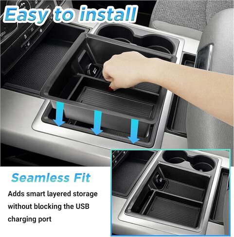 Center Console Organizer Compatible with 2013-2015 Dodge Ram 1500, 2010-2015 Ram 2500, 2011-2015 Ram 3500 Accessories, Console Insert Storage Box Tray for Phone (Only Fit Bucket Seat Console) in Saudi Arabia