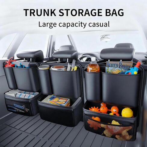 3Pack Car Rear Seat Storage Box, Multifunctional 5-in-1 Car Organizer Box, with Cup Holder and Umbrella Strap, Can Store Snacks, Drinks, Handbags in Saudi Arabia