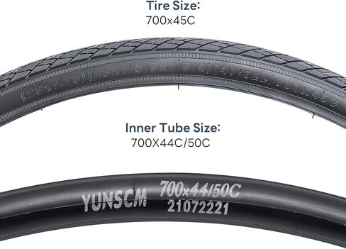 YUNSCM 2-PCS 700C Bike Tires 700x45C/47-622 and 700C Heavy Duty Bike Tubes with 2 Rim Strips Compatible with 700x43C 700x44C 700x45C 700x46C 700x47C Bike Bicycle Tires and Tubes (Y-1130) in Saudi Arabia