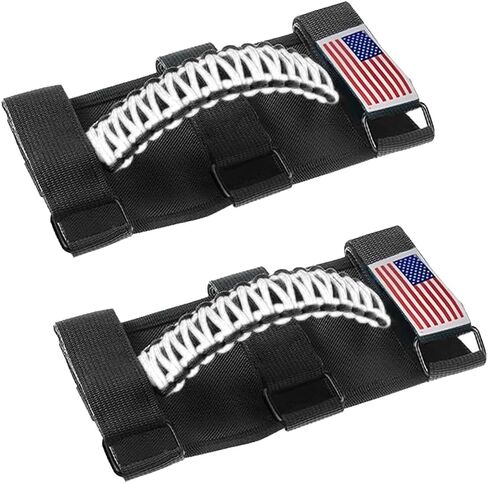 2PCS Car Roll Bar Grab Handle, Heavy-Duty Oxford Cloth ATV Paracord Hand Grip Handle, Sturdy UTV Roll Bar Cage Grab Strap Accessories, Compatible with JLU JK JKU JT TJ (Orange) in Saudi Arabia