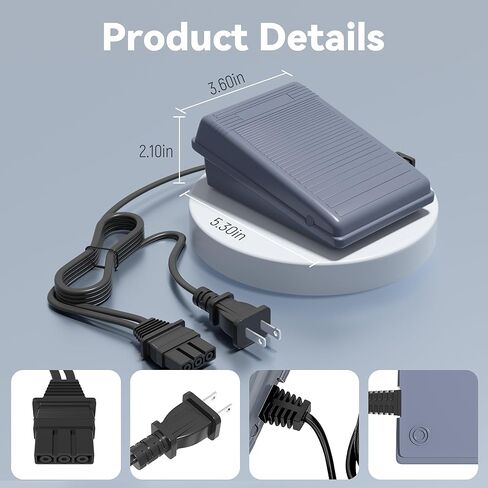 دواسة ماكينة الخياطة وسلك الطاقة متوافق مع Brother #J00360051 JX2517 LX3817 1034D XL2600i LS2125 XM2701 LX3125 KD1902 VX1120 LS1217 LX3014 LX2500 XR65 XL5130 XR3774 1634D ST371HD in Kuwait