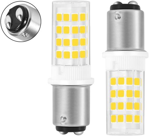 Sewing Machine Push-in LED Light Bulb 15t7DC Double Contact Bayonet BA15D Base AC110-130Volt - for Kenmore | Singer 15-66, 99, 201, 221, 222, 401 (2Pack-6000K Cool White) in Saudi Arabia