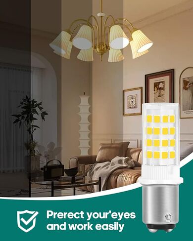 Sewing Machine Push-in LED Light Bulb 15t7DC Double Contact Bayonet BA15D Base AC110-130Volt - for Kenmore | Singer 15-66, 99, 201, 221, 222, 401 (2Pack-6000K Cool White) in Saudi Arabia