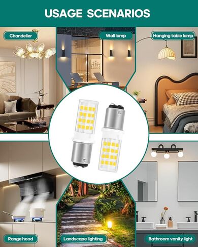 Sewing Machine Push-in LED Light Bulb 15t7DC Double Contact Bayonet BA15D Base AC110-130Volt - for Kenmore | Singer 15-66, 99, 201, 221, 222, 401 (2Pack-6000K Cool White) in Saudi Arabia