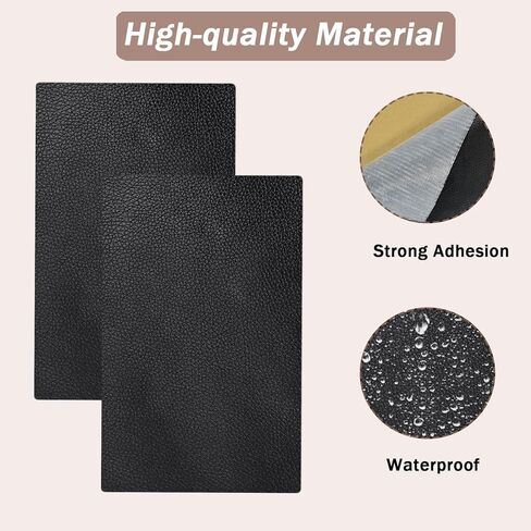 4PCS Self-Adhesive Leather Repair Patches, 8 x 12 Inch Black Repair Patch Tape for Couches Waterproof Leather Patches for Furniture, Sofa, Chair, Car Seats (Black) in Saudi Arabia