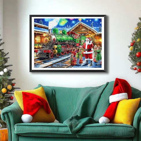 Christmas 1000 Piece Puzzle for Adults, Christmas Train Jigsaw Puzzle Santa & Vintage Train Scene Adults and Teens Family Challenging Perfect for Game Nights (27.5x19.7 in) in Saudi Arabia