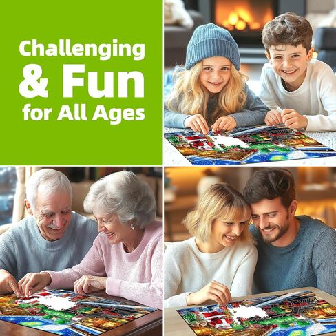 Christmas 1000 Piece Puzzle for Adults, Christmas Train Jigsaw Puzzle Santa & Vintage Train Scene Adults and Teens Family Challenging Perfect for Game Nights (27.5x19.7 in) in Saudi Arabia