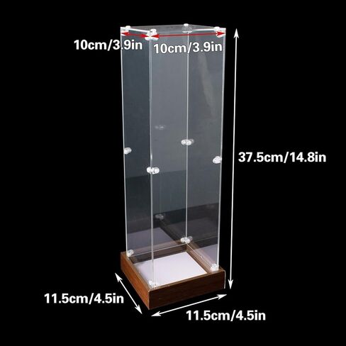 Clear Acrylic Wine Bottle Display Case with Wooden Base, Dustproof Protection Single Red Wine Showcase for Champagne, Whiskey, Liquor, Beer, Figures, Collectibles (3.9 x 3.9 x 13.8 Inch) in Saudi Arabia