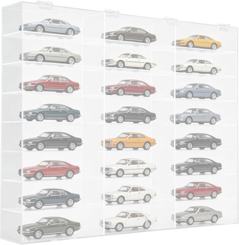 Clear Acrylic Display Case for 1:24 Scale Diecast, 8 Tiers 24 Compartments Clear Toy Model Car Display Box, Wall Mounted Toy Display Shelf for Living Rooms, Bedrooms, Offices, Reception Rooms Etc in Saudi Arabia
