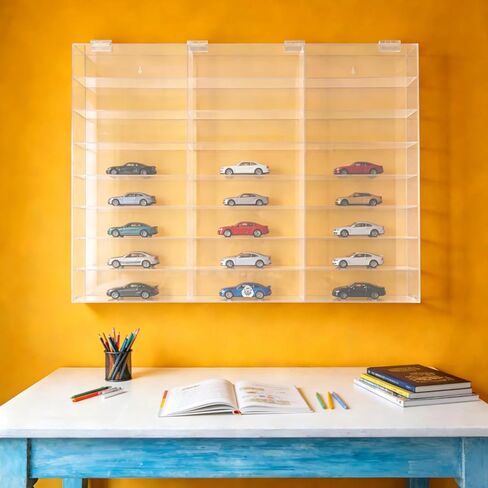 Clear Acrylic Display Case for 1:24 Scale Diecast, 8 Tiers 24 Compartments Clear Toy Model Car Display Box, Wall Mounted Toy Display Shelf for Living Rooms, Bedrooms, Offices, Reception Rooms Etc in Saudi Arabia