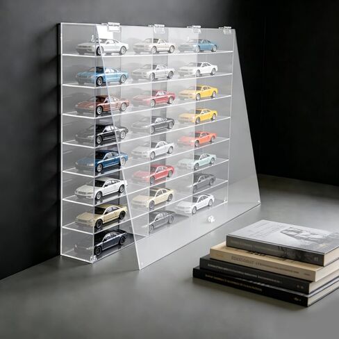 Clear Acrylic Display Case for 1:24 Scale Diecast, 8 Tiers 24 Compartments Clear Toy Model Car Display Box, Wall Mounted Toy Display Shelf for Living Rooms, Bedrooms, Offices, Reception Rooms Etc in Saudi Arabia