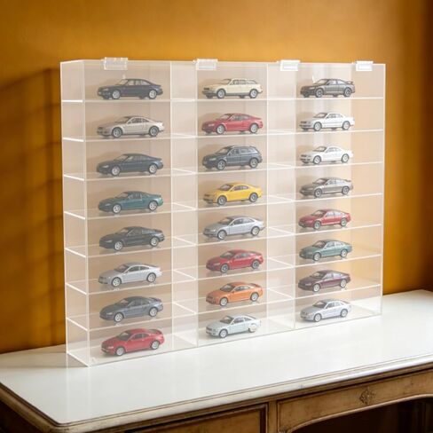 Clear Acrylic Display Case for 1:24 Scale Diecast, 8 Tiers 24 Compartments Clear Toy Model Car Display Box, Wall Mounted Toy Display Shelf for Living Rooms, Bedrooms, Offices, Reception Rooms Etc in Saudi Arabia