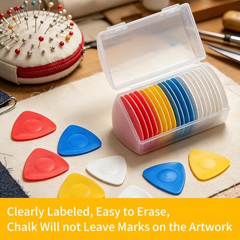 20 Pcs Tailors Chalk,Triangle Sewing Chalk for Fabric, Fabric Markers for Quilting,Tailoring and DIY Crafts with Storage Box(4 Colors) in Saudi Arabia
