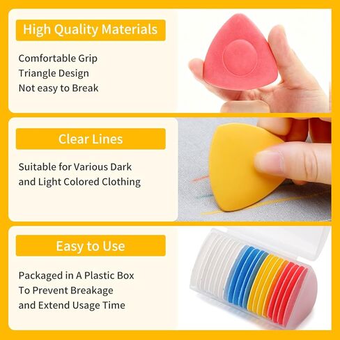20 Pcs Tailors Chalk,Triangle Sewing Chalk for Fabric, Fabric Markers for Quilting,Tailoring and DIY Crafts with Storage Box(4 Colors) in Saudi Arabia
