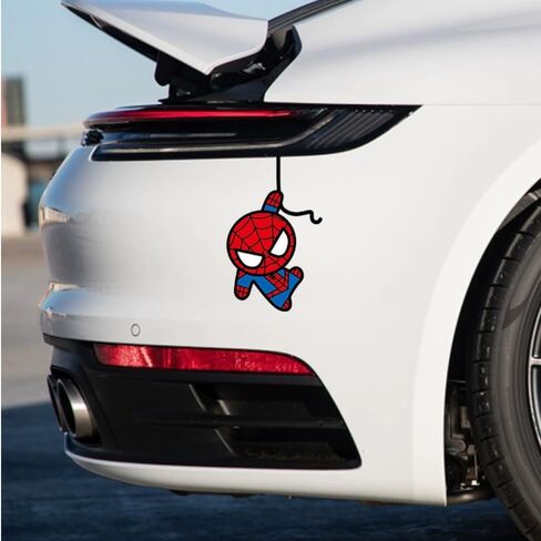 Spider-Man Car Sticker Scratch Cover 5.12x7.87 Inch Funny Cartoon Decal for Automotive Exterior - Waterproof Vinyl Glow Way Sticker for Tailgate & Bumper in Saudi Arabia