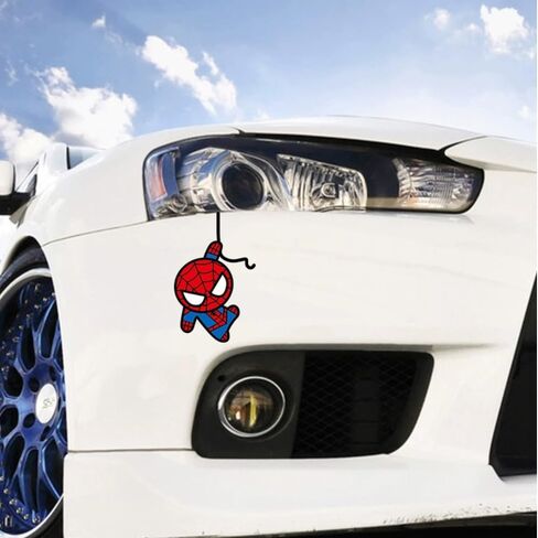 Spider-Man Car Sticker Scratch Cover 5.12x7.87 Inch Funny Cartoon Decal for Automotive Exterior - Waterproof Vinyl Glow Way Sticker for Tailgate & Bumper in Saudi Arabia