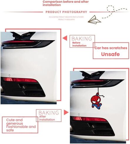 Spider-Man Car Sticker Scratch Cover 5.12x7.87 Inch Funny Cartoon Decal for Automotive Exterior - Waterproof Vinyl Glow Way Sticker for Tailgate & Bumper in Saudi Arabia