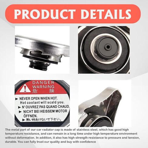 1PC Radiator Cap for Honda, Radiator Cap Replacement 19045-PAA-A01 Stainless Steel Coolant Radiators Cover Auto Part for Honda Civic, Accord, CRV, Element, Fit, Odyssey, Pilot in Saudi Arabia