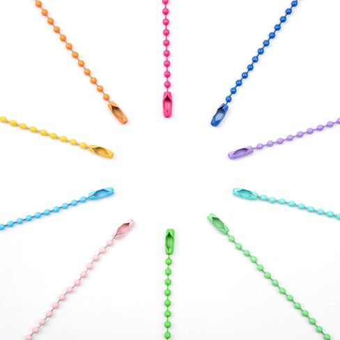 200Pcs Ball Chain Keychain Bulk, 10 Colors Keychain Chains 4.7" Length, 0.1" Bead Size, Ball Chain for DIY Crafts, Dog Tags, Key Making Supplies in Saudi Arabia