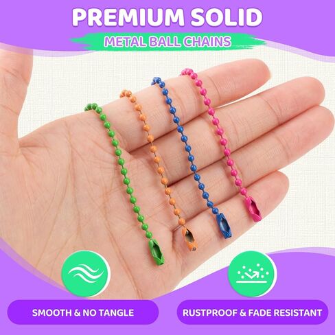 200Pcs Ball Chain Keychain Bulk, 10 Colors Keychain Chains 4.7" Length, 0.1" Bead Size, Ball Chain for DIY Crafts, Dog Tags, Key Making Supplies in Saudi Arabia