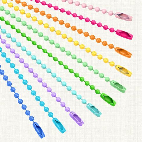 200Pcs Ball Chain Keychain Bulk, 10 Colors Keychain Chains 4.7" Length, 0.1" Bead Size, Ball Chain for DIY Crafts, Dog Tags, Key Making Supplies in Saudi Arabia
