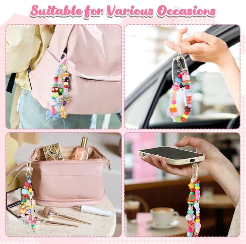 Tarklanda 304 Pcs Beaded Keychain Making Kit DIY Bag Charm Kit Colorful Letter Alphabet Heart Beads Accessories for Jewelry Making Women Friends Summer Camp Craft Kit Gift in Saudi Arabia