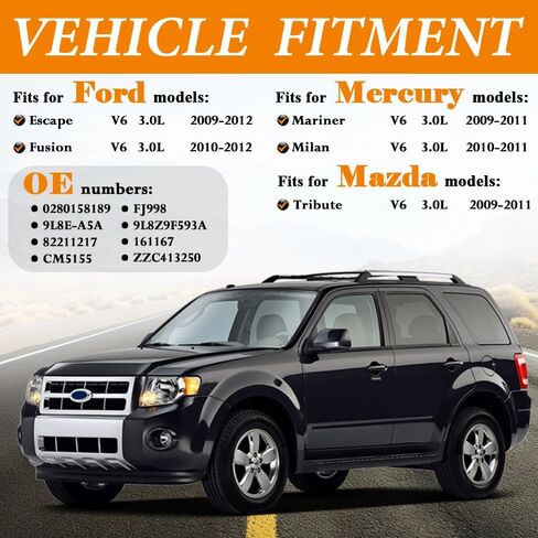 محاقن وقود ذات 4 فتحات مطورة تناسب سيارات Ford: Escape 2009-2012، Fusion 2010-2012، For Mercury: Mariner/Milan 2009-2011، For Mazda: Tribute 2009-2011,3.0L V6, OEM # 0280158189,FJ998 (6 قطع) in Kuwait
