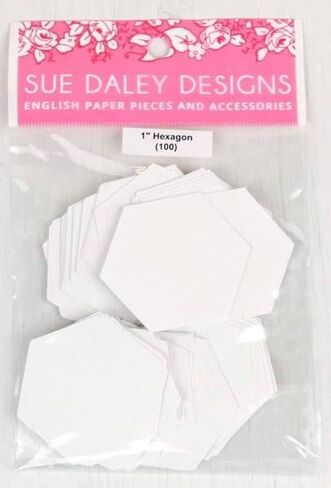 تصميمات Sue Daley 1 بوصة من أوراق EPP السداسية لتقطيع الورق باللغة الإنجليزية | مصممة لتصميمات Riley Blake | 100 قطعة سداسية مقطوعة مسبقًا | قوالب بطاقات مطلية بالحرير قابلة لإعادة الاستخدام لخياطة اللحف والخياطة in Kuwait