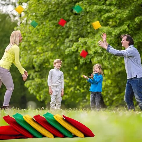 12 Pack Bean Bags,3.9 x 3.9inch Mini Bean Bags for Tossing,Colorful Cornhole Beanbags for Kids,Nylon Beanbags Hand Toss Games,Fun Sports Outdoor Family Games(3 Colors) in Saudi Arabia