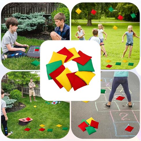 12 Pack Bean Bags,3.9 x 3.9inch Mini Bean Bags for Tossing,Colorful Cornhole Beanbags for Kids,Nylon Beanbags Hand Toss Games,Fun Sports Outdoor Family Games(3 Colors) in Saudi Arabia