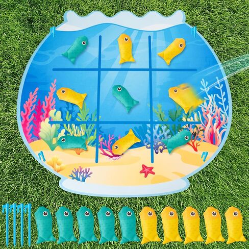 لعبة كيس الفول من EYxsaxenk Fish Tic Tac Toe - 15 قطعة تحت البحر لحفلات الصيف تفضل أكياس فول السمك لعبة الرمي في الأماكن المغلقة والخارجية للأطفال والمدرسة والتخييم والشاطئ والفناء الخلفي وألعاب عائلية ومستلزمات الحفلات in Kuwait