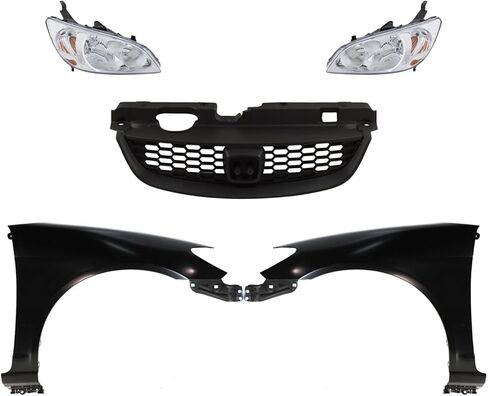 طقم المصابيح الأمامية البديلة (جانب السائق والراكب) يناسب Honda Civic Coupe 2004-2005 - الزخارف القياسية (DX/LX/HX) in Kuwait