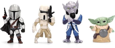Jada Star Wars Metalfigs 4-Pack Wave 2 – The Mandalorian, Imperial Remnant AT-RT Driver, Zeb Orrelios, Grogu Die-Cast Figures 2.5" Scale – Stylized Display Set Toys in Kuwait