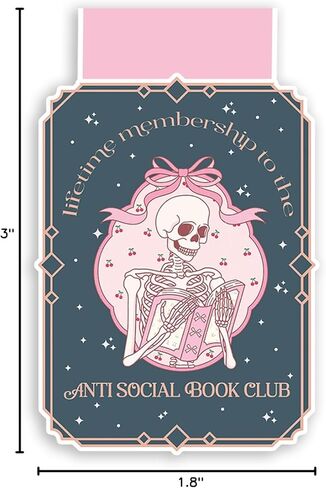 (2Pcs) Lifetime Membership to The Anti Social Book Club Magnetic Bookmark Book Page Markers Gift for Reading Lover Nerd Book Addict Bookish Reader Office Stationery - Size 3"x1.8" When Folded in Saudi Arabia
