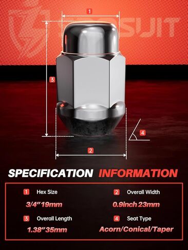 Sposuit M12x1.5 Lug Nuts - Replacement for 2010-2019 Chevrolet Cruze, 2005-2009/2018-2024 Equinox, 1997-2012/2016-2024 Malibu, 2013-2024 Trax - Closed End Chrome Lug Nut(20 Pcs) in Kuwait