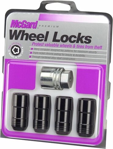 McGard 24144 Black (9/16"-18 Thread Size) Cone Seat Wheel Lock, 4 Locks / 1 Key in Kuwait