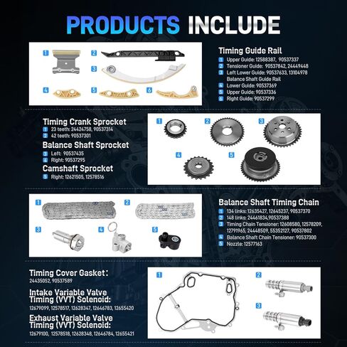 Engine Timing Chain Kit W/VVT Sprocket Actuator Solenoid Valve Kit Compatible with Chevy Equinox, Malibu, Impala, Buick LaCrosse, Regal, GMC Terrain, Pontiac G5, LaCrosse, Regal & More, DOHC, 2.2 2.4L in Saudi Arabia