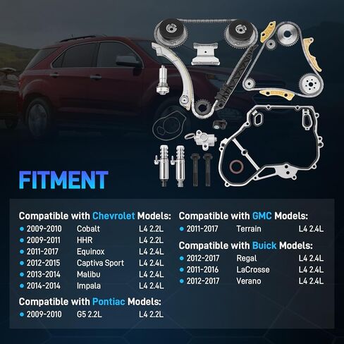 Engine Timing Chain Kit W/VVT Sprocket Actuator Solenoid Valve Kit Compatible with Chevy Equinox, Malibu, Impala, Buick LaCrosse, Regal, GMC Terrain, Pontiac G5, LaCrosse, Regal & More, DOHC, 2.2 2.4L in Saudi Arabia