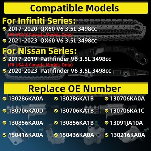 3.5 مجموعة أدوات سلسلة التوقيت مضخة مياه لنيسان باثفندر إنفينيتي QX60 2017-2023 3.5L V6 VQ35DD مجموعة سلسلة توقيت المحرك 130286KA0A 130286KA1B in Kuwait