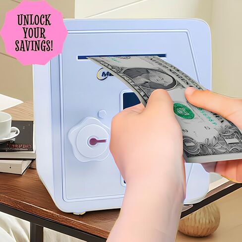Piggy Bank for Girls Boys Toy Large Electronic Money Coin Banks Money Saving Box with Password, Kids Safe Money Jar for Adults Great Gift Toy Bank for Kids (Blue) in Kuwait