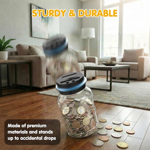 بنك Pup Go الرقمي للعملات المعدنية الأمريكية، وعاء كبير لتوفير المال، صندوق نقود عداد تلقائي مع شاشة LCD، حامل للعملات المعدنية وتغيير العملات، منظم للعملات المعدنية للأطفال والكبار، هدية مثالية لأموال آمنة in Kuwait