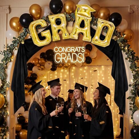 Gemscream 2026 Graduation Pool Floats Party Decorations 20 Inch Gold Grad Inflatable Floating Pool Letters Glitter Grad Prom Letters Photo Props for Graduation Beach Party Backdrop Banner in Kuwait