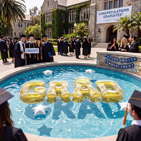 Gemscream 2026 Graduation Pool Floats Party Decorations 20 Inch Gold Grad Inflatable Floating Pool Letters Glitter Grad Prom Letters Photo Props for Graduation Beach Party Backdrop Banner in Kuwait