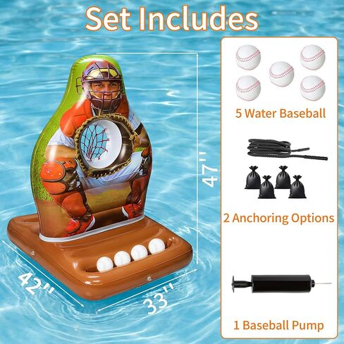Pool Toys Games Set, Inflatable Pool Baseball Toss Game, Fun Swimming Floating Game Toy for Kids Adults, Outdoor Beach Yard Water Target Play, Summer Family Party Sports Gift Boy Girl Teen in Kuwait