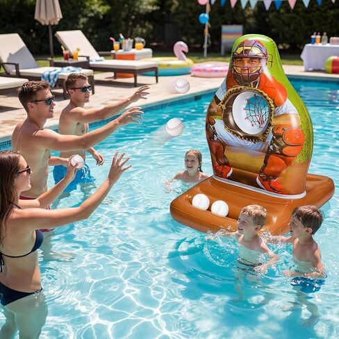 Pool Toys Games Set, Inflatable Pool Baseball Toss Game, Fun Swimming Floating Game Toy for Kids Adults, Outdoor Beach Yard Water Target Play, Summer Family Party Sports Gift Boy Girl Teen in Kuwait