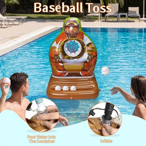 Pool Toys Games Set, Inflatable Pool Baseball Toss Game, Fun Swimming Floating Game Toy for Kids Adults, Outdoor Beach Yard Water Target Play, Summer Family Party Sports Gift Boy Girl Teen in Kuwait